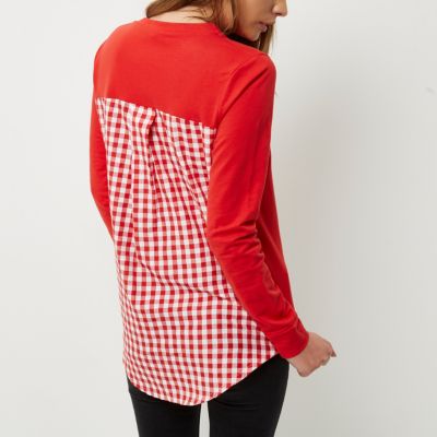 Red check back layer top